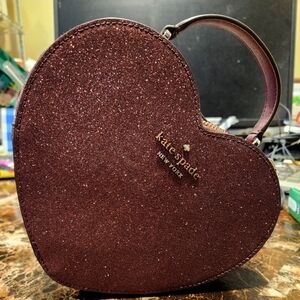 Kate Spade Love Shack Glitter Heart Bag and Matching Card Wallet EUC